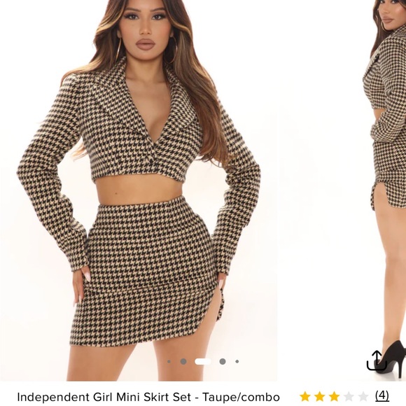 Fashion Nova Dresses & Skirts - Fashion Nova Black and Cream Houndstooth Blazer & Skirt Set